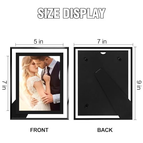 HIKWADERY 5x7 Picture Frames Black - Set of 2, HD Real Glass 5 by 7 Photo Frame for Tabletop Display, Wedding Birthday Mothers Day Gifts (5 x 7, Black) - color: Black, size: 5x7 (2 pack)