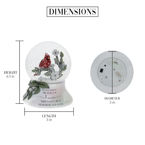 Pavilion Gift Company - Because Someone We Love is in Heaven There's A Little Bit of Heaven in Our Home - Cardinal LED Lit 120mm Musical Water Globe Memorial in Memory Bereavement Loss of Loved One