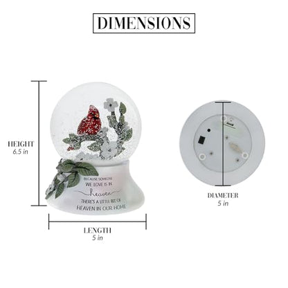 Pavilion Gift Company - Because Someone We Love is in Heaven There's A Little Bit of Heaven in Our Home - Cardinal LED Lit 120mm Musical Water Globe Memorial in Memory Bereavement Loss of Loved One