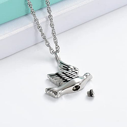 shajwo Cremation Jewelry for Ashes Stainless Steel Peace Dove Urn Keepsake Memorial Ash Holder Cremation Urn Pendant Necklace - color: Customize