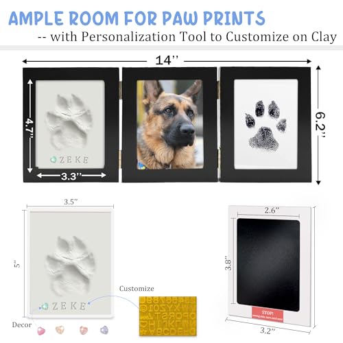 MYPAWLETS Paw Print Kit Keepsake,Ink&Clay Frame for Pet Pawprint,Black | Inkless Ink Pad,Soft Clay,Pet Safe,Mess-Free,Dog,Cat Paw Print Impression Kit,Nose Print,Memorial,DIY Gifts for Pet Owners - color: Black