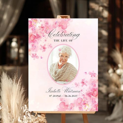 Pink Floral Funeral Welcome Sign, Celebration of Life Welcome Sign, in Loving Memory Sign, Celebration of Life, Celebration of Life Sign, Memorial Sign with Photo,Funeral Welcome Sign #sq - color: Version #28
