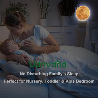Moon Lamp Yellow Full Moon LED Dusk to Dawn Night Light Auto Sensor for Bedroom Bathroom Hallway Living Room - color: Yellow Full Moon