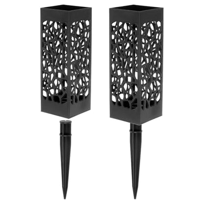 M METERXITY 2-Pack Cemetery Vases with Spikes, Plastic Flower Holder Grave Decorations Drainage Holes for Gravestone/Headstone/Memorial/Cemetery/Grave Markers, Floral Holder Vases [Black]