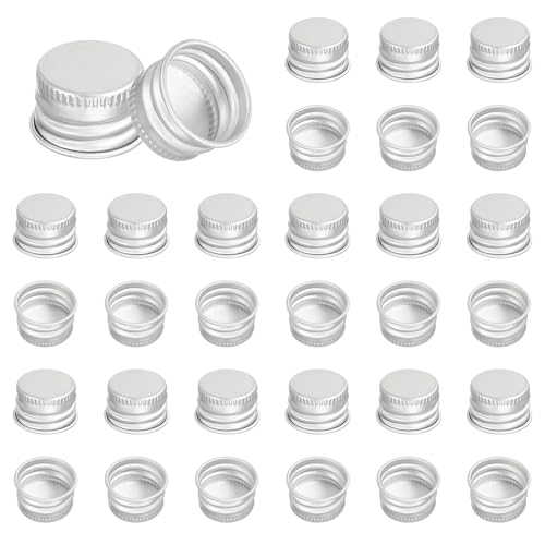 PATIKIL 18mm Metal Round Screw Lids, 36 Pcs Aluminum Mason Jar Lids Screw Top Caps for Lab Home Storage Jars Gallon Jugs Glass Snack Containers Liquid Storage, Silver Tone - size: 18mm