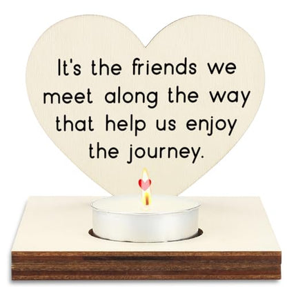 Heart Shaped Wooden Tealight Candle Holderwith Inspirational Quotes, Memorial Friends Appreciation Gifts, Rustic Wooden Candle Holder for Birthday, Christmas, Farewell SLZ22 - color: Daughter