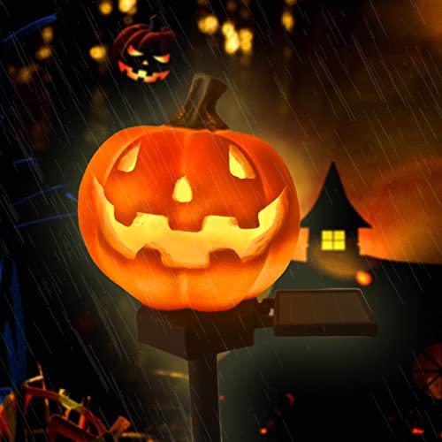 QH & Garden Pumpkin Solar Light -Garden Solar Powered Outdoor Decor | Balcony, Yard, Lawn, Pathway, Solar Powered, Halloween Decorations，LED Waterproof Pumpkin Light - style: Pumpkin
