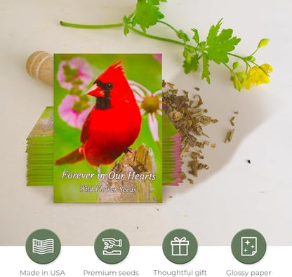25 Wildflower Seed Packets - Celebration of Life Decorations - Funeral Favors - Memorial - Wild Flower Seeds Throw and Grow Perennial & Annual Mix to Attract Pollinators Bees and Butterflies Non-GMO