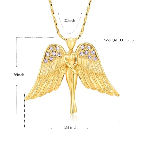 Imrsanl Cremation Jewelry Keepsake Angel Wings Urn Necklace for Ashes - color: Gold-Purple