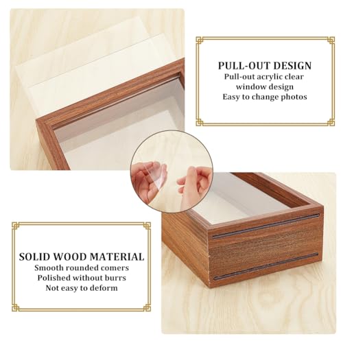OLYCRAFT 10.2x5x2.4 Inch Rectangle Shadow Box Wood Shadow Box Display Case Shadow Box Frame with Double Sided Clear Acrylic Window for Dried Flowers Leaves Specimen - Walnut Brown - color: Walnut Brown