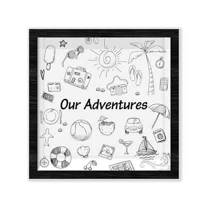 Black Travel Shadow Box Frame with Slot, Our Adventures Boxes Frames for Fund, 8x8 Memory Box for Keepsakes, Travel Gifts and Decorations, 20 - size: our adventures