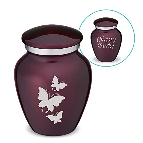 Embrace Keepsake Personalized Butterfly Cremation Urns for Human Ashes I Cherry Purple Funeral Urn for Men and Women with Double Side Engraving I 3.5 lbs - color: Cherry Purple