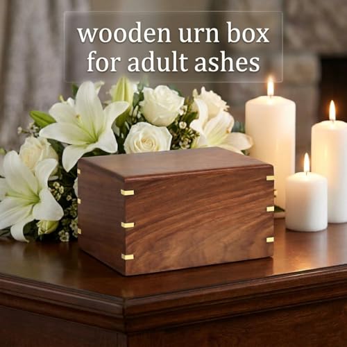 Wooden Cross Carved Rosewood Cremation Urn for Human Ashes (Brown Bottom Opening) - color: Brown Bottom Opening