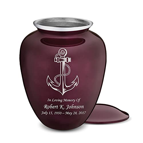 Adult Personalized Anchor Cremation Urns for Human Ashes I Large Cherry Purple Funeral Urn for Men and Women I 200 lbs - color: Cherry Purple