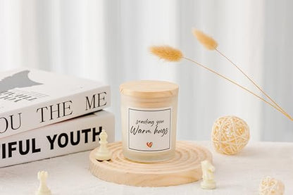 Get Well Soon Gifts, Sympathy Candle, Bereavement & Cheer Up Gifts, Sending You Warm Hugs in A Jar Candle Gift for Women, Vanilla Scented Candle, Natural Soy Wax & Natural Essential Oils - color: Warm Hugs