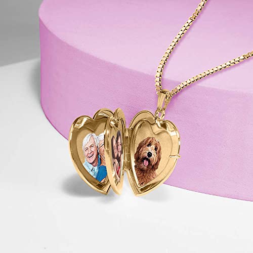 PicturesOnGold.com Personalized 14K Yellow Gold 4-Page Heart Photo Locket - style: Locket + 4 Photo + Engraving