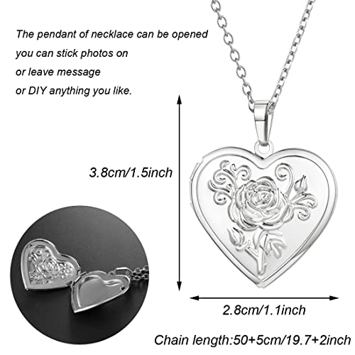 2 Pcs Locket Necklace that Holds Pictures Stainless Steel Locket Pendant Necklace Memory Photo Pendant Necklace for Women Girls - color: Heart style 4