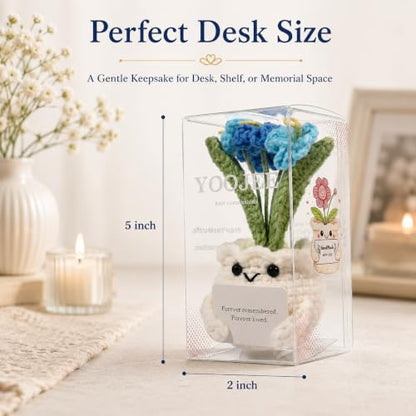 Handmade Crochet Forget Me Not Flower Pot Sympathy Gifts for Loss - color: E-sympathy-blue
