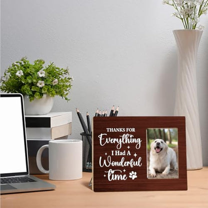 OTINGQD Dog Memorial Picture Frame,Memorial Sympathy Gifts for Loss of Dog,Thanks for Everything I Had a Wonderful Time Wooden Photo Frame for Tabletop Wall Display - style: Dog Memorial Gifts-5