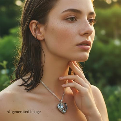 925 Sterling Silver Pictures Locket Necklace for Women Men - color: Black plated 5
