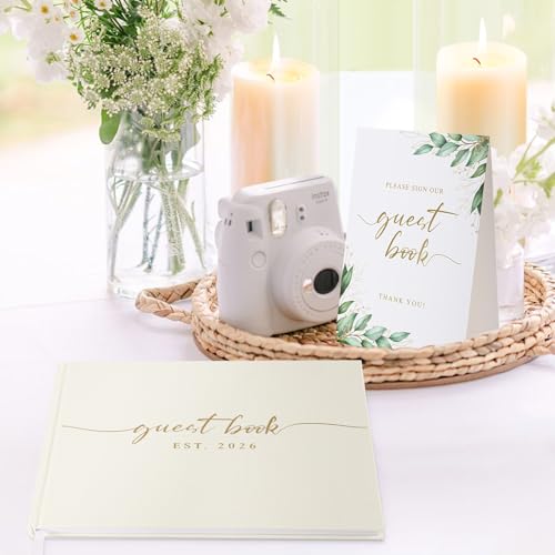 1DOT2 Wedding Guest Book, Personalized 2026 Year, Beige - color: Beige, size: With Year/2026