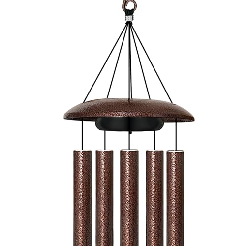 Memorial Wind Chime – 48 Inch Deep Tone Sympathy Wind Chime for Loss of Loved One – Antique Bronze Flower Design – Premium Outdoor Garden & Patio Remembrance Gift