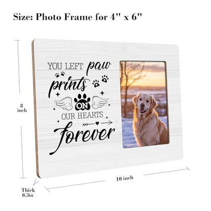 Dog Memorial Gifts for Loss of Dog Frame, Pet Loss Sympathy Gift Picture Frame, You Left Paw Prints on Our Hearts Frames Fits 4x6 Photo - color: Yellow