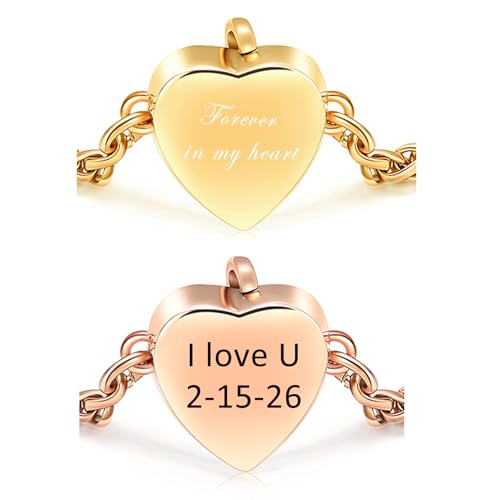 Hearbeingt Crystal Heart Urn Bracelet for Ashes Cremation Jewelry for Women - color: Customize
