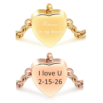 Hearbeingt Crystal Heart Urn Bracelet for Ashes Cremation Jewelry for Women - color: Customize