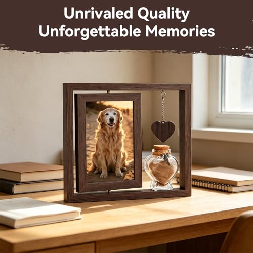 Blue Union Pet Memorial Dog Memorial Gifts for Loss of Dog - Rotating Wooden Picture Frame 4x6“ Gifts Double Sided Display - Remembrance Keepsake Loss of Dog Sympathy Gift for Dog Lovers & Cat Lovers