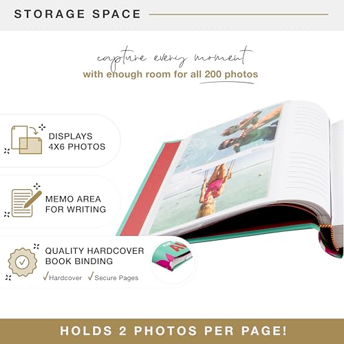 MCS Far and Away Mint Photo Album Holds 200 4x6 Photos with Memo Space, Clear Side-Loading Pockets – Scrapbook Style Keepsake for Vacations & More – A Thoughtful Gift - style: Far and Away