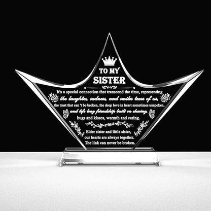 Movdyka Sisters Gifts from Sister - Crown Crystal Engraved Keepsake - Big Bestie Present for Girls Soul Gifts for Women - Best Unique Birthday Sister Gifts On Christamas Mothers Valentines - style: Sister-crown