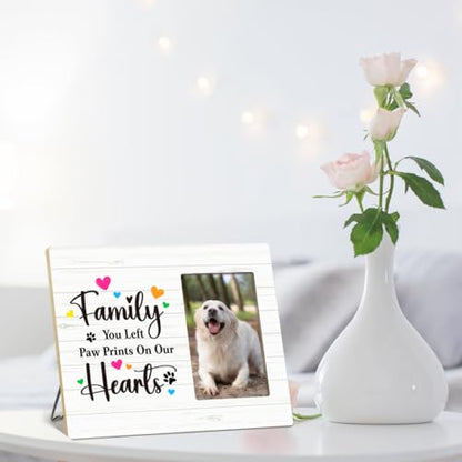 OTINGQD Dog Lover Gift Picture Frame,Dog Mom and Dad Gifts,Puppy Memorial Gifts,You Left Paw Prints on Our Hearts Wooden Photo Frame for Tabletop Wall Display - style: Dog Memorial Gifts-7