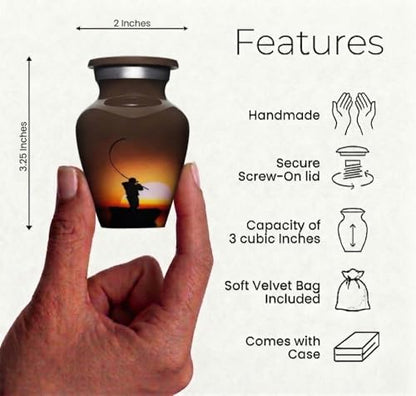 Fisherman Cremation Urns for Men and Women Human Ashes - Keepsake Urn - size: Keepsake