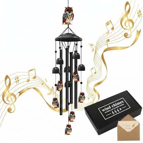Memorial Wind Chimes for Outside,Owl Deep Tone Wind Chime, Sympathy Gift for Loss of Loved One Mom Dad, Ideal for Funeral, Remembrance & Bereavement, Outdoor Use