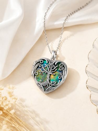 JKR Heart Picture Locket Necklace for Women That Holds Pictures Jewelry | Memorial Necklace with Picture Anniversary Birthday Gift for Women Wife Mom Girlfriend - color: Tree of Life