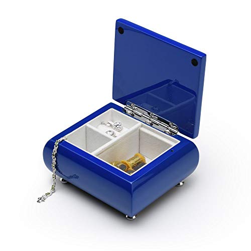 MusicBoxAttic High Gloss Navy Blue 18 Note Musical Jewelry Box Keepsake - Many Songs to Choose - Tara's Theme - size: 369. Tara's Theme