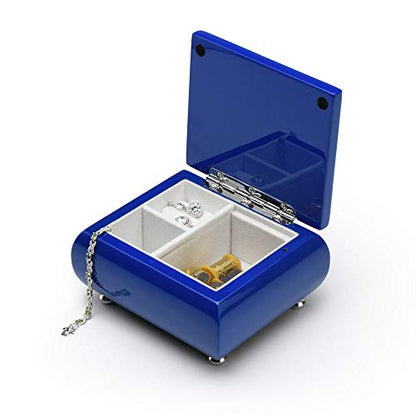 MusicBoxAttic High Gloss Navy Blue 18 Note Musical Jewelry Box Keepsake - Many Songs to Choose - Tara's Theme - size: 369. Tara's Theme