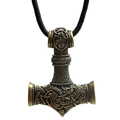 Norse Viking Thor Hammer Necklace Mjolnir Necklace for Men Talisman Jewelry - color: Antique Bronze