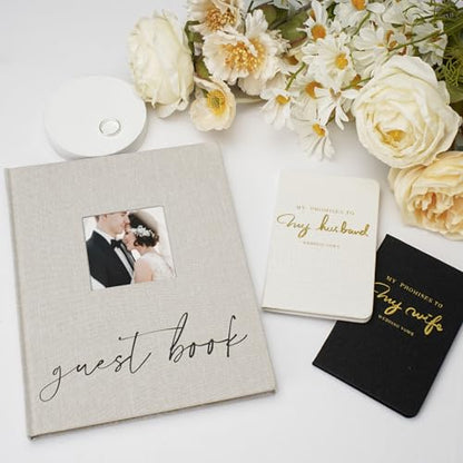 Vienrose Polaroid Guest Book 10x8 Inch Hardcover 120 Pages Simple Gift Set - style: Minimalist Guest Book+Vow Books