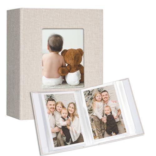 Vienrose 4x6 Small Photo Album, 2 Pack, 100 Photos, Beige | Linen Cover, Mini Photo Album, Baby Memory Book, Wedding Family Travel - color: Beige, size: 4x6 50 Pockets