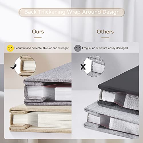 Popotop Large Photo Album Self Adhesive 4x6 5x7 8x10 Scrapbook Album DIY Picture Book,Gifts for Mom,Family Baby and Wedding,with Metal Pen and Plastic Board - color: Beige, size: 11.5"x10.6"60pages
