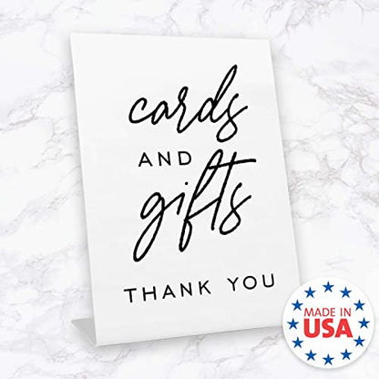 Cards And Gifts Event Sign / 6" x 8" Plastic Pedestal Wedding Sign/Classic Black And White Thank You Cards And Presents Graduation Anniversary Party Table Top Signage/Made In The USA - color: Classic, style: Gifts & Cards