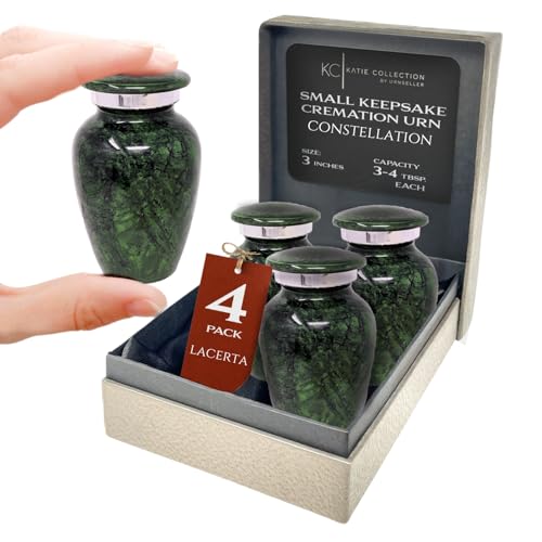 4 Pack Small Cremation Urn for Human Ashes Keepsake | Miniature Little Memorial for Ashes | Personal Cremation Keepsake | Mini Ash Holder | Elegant Tribute for Loved Ones | TSA Travel Compliant Green - color: 4 Green