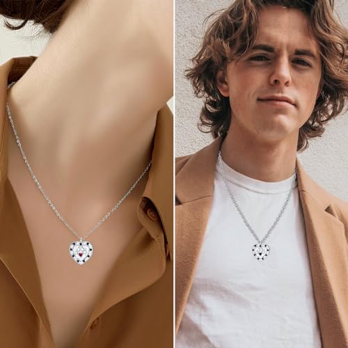 SOULMEET Memorial Pet Necklace for Ashes, Silver/White Gold Paw Print Urn Necklaces with Birthstone for Ashes Keepsake Cremation Jewelry for Pet Cats Dogs - style: E1-Locket Only-May