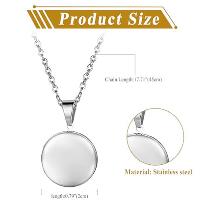 OIDEA Locket Necklace for Women: Gold Photo Lockets that Hold Picture Stainless Steel Necklace with Picture Inside Birthday Mothers Day Jewelry Gifts for Womens - color: round - silver