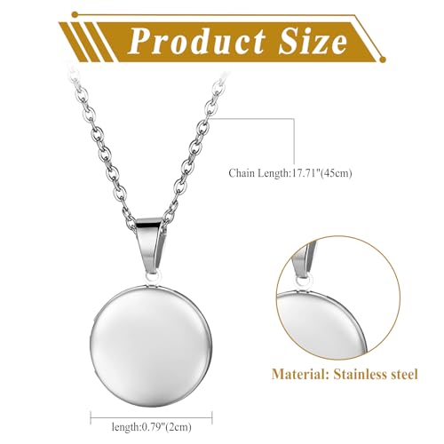 OIDEA Locket Necklace for Women: Gold Photo Lockets that Hold Picture Stainless Steel Necklace with Picture Inside Birthday Mothers Day Jewelry Gifts for Womens - color: round - silver custom