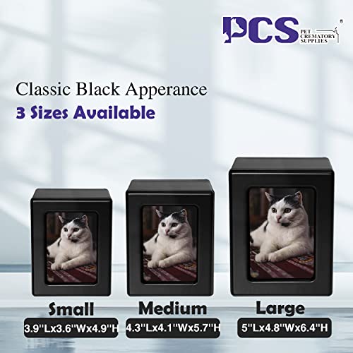 PCS Cat Urn for Ashes - Photo Urn, Black-Medium Pet Cremation Box - color: Black, size: M(26-45lbs)