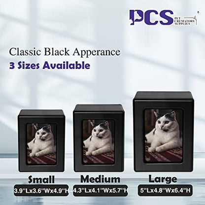 PCS Cat Urn for Ashes - Large Black Pet Cremation Box with Photo Urn Option - color: Black, size: L(46-85lbs)