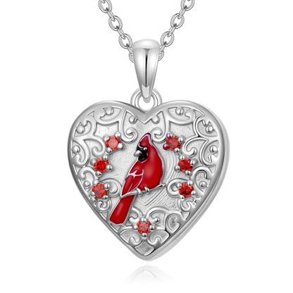 Dorunmo Personalized Locket Necklace 925 Sterling Silver that Holds Pictures Butterfly Birthstone Photo Heart Locket Custom Jewelry Congratulations New Beginnings New Job Gifts for Women - color: Cardinal, style: Only Locket